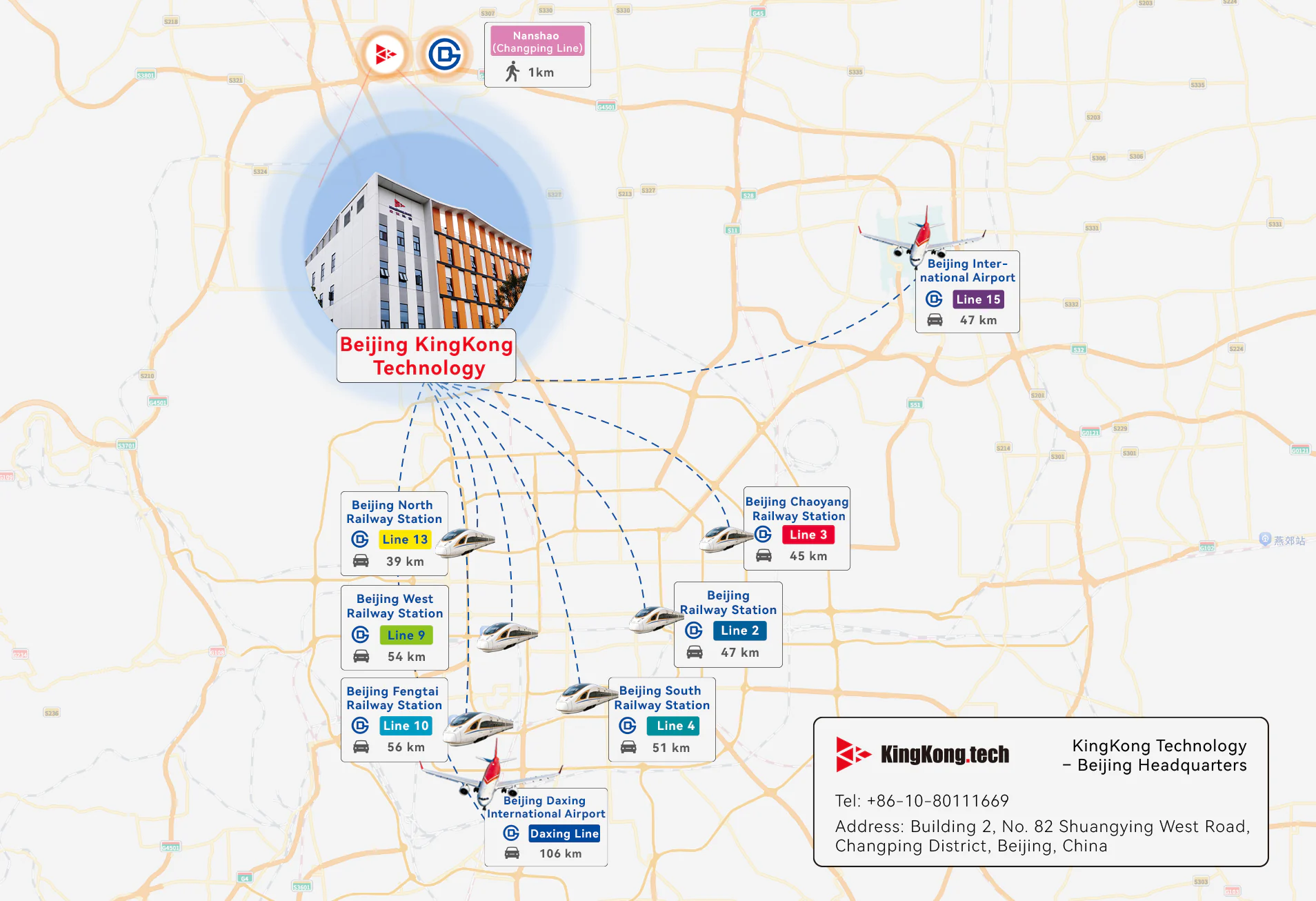 Traffic map for KingKong Technology Beijing Headquarters