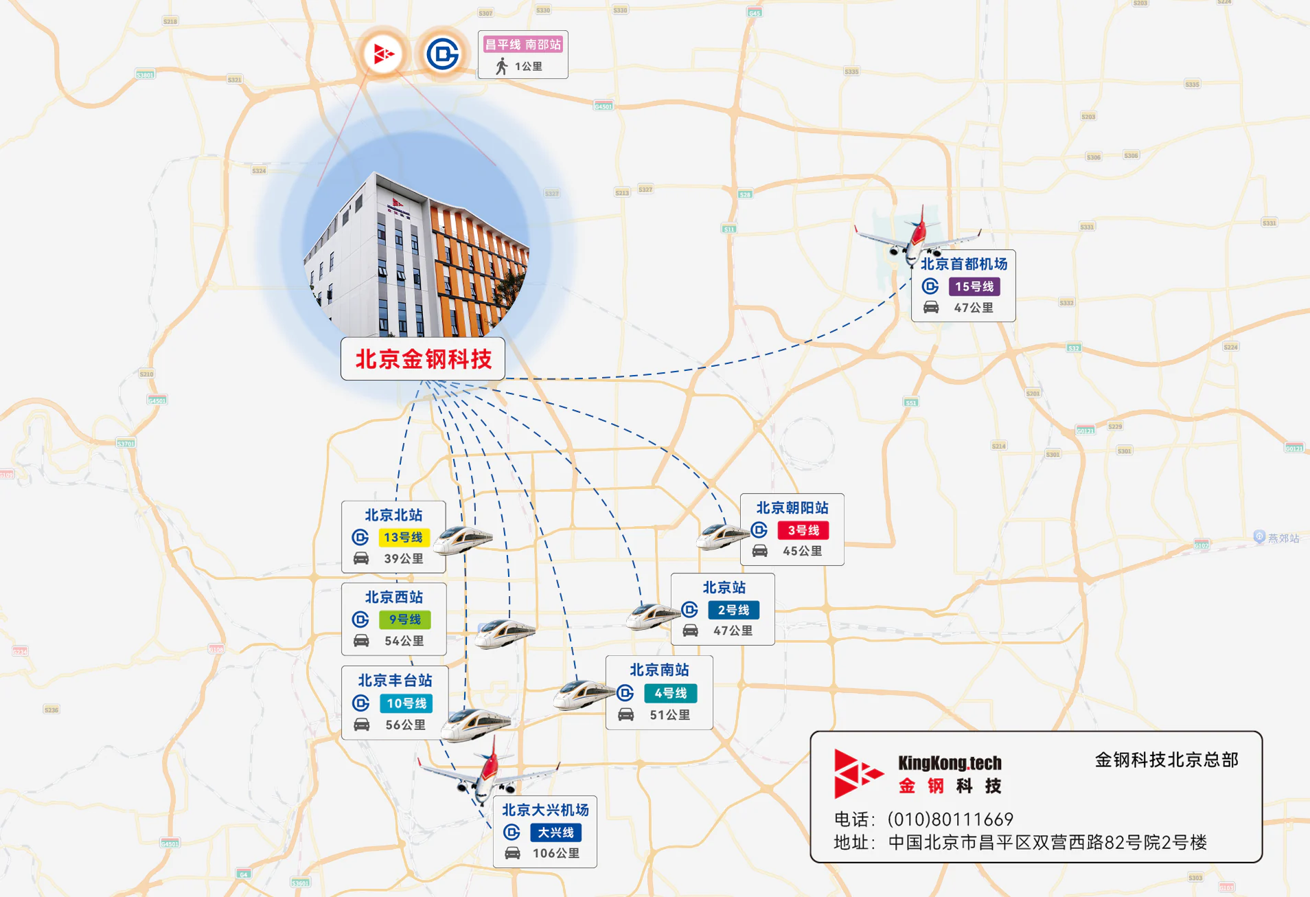 金钢科技北京总部交通地图
